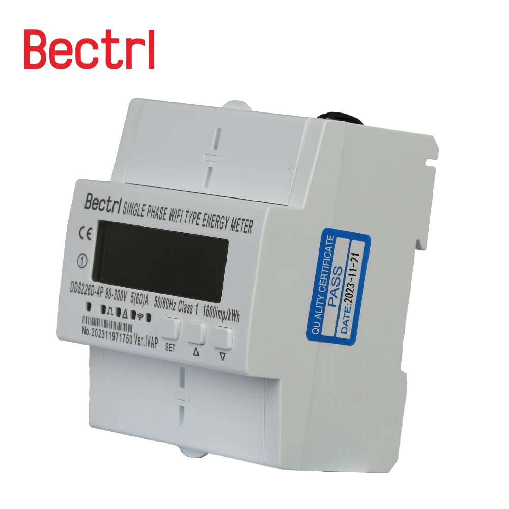 60A 90-300V TUYA Single Phase WIFI Smart Energy Meter Monitoring Circuit breaker Timer with voltage current protection RS485