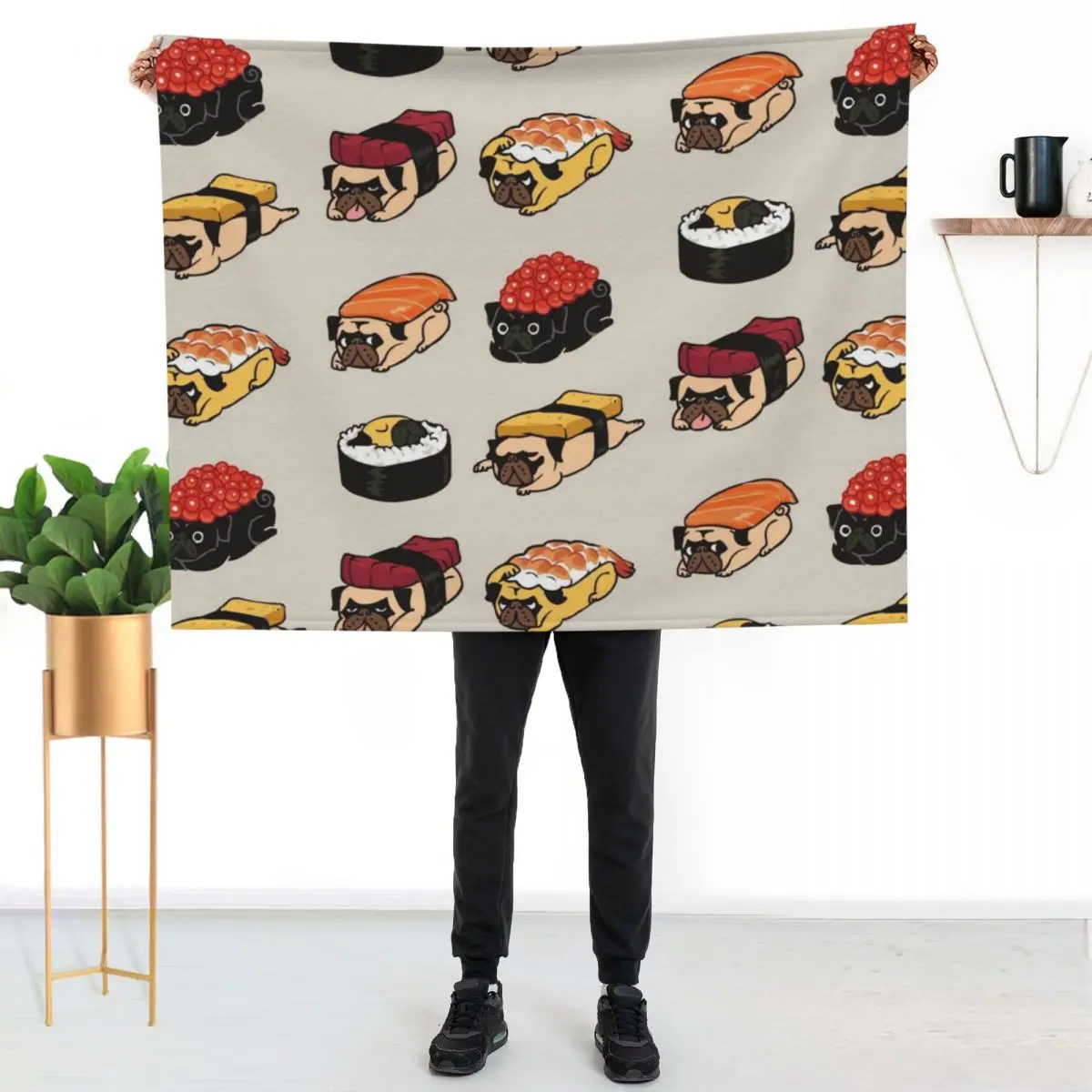 

Sushi Pug Throw Blanket Luxurious Soft Blanket Holiday Gift for Family