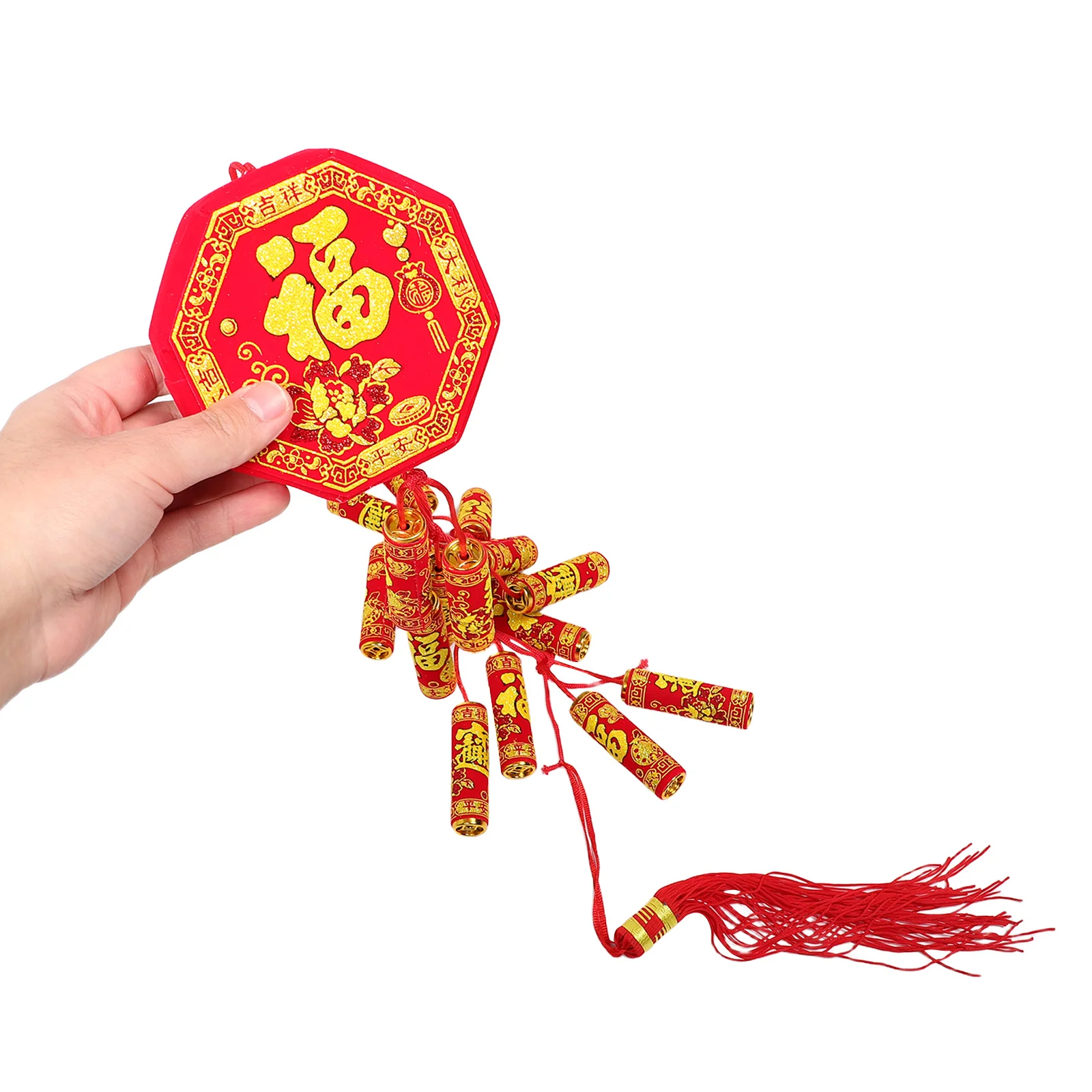 قطعتان من زينة السنة الصينية الجديدة المقلدة والحلي المحظوظة التقليدية مع شرابة لجدار مهرجان الربيع