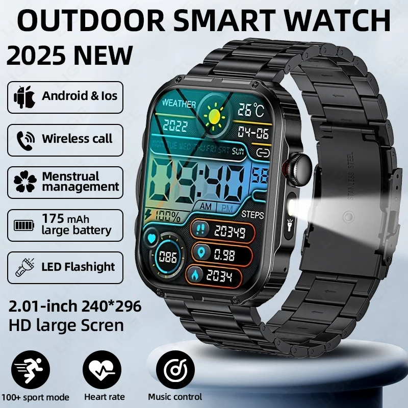 

LIGE New Smart Watch 2025 Wireless Charging Smartwatch Bluetooth Call Watches Men Women Fitness Bracelet 2.01" HD Health Monitor