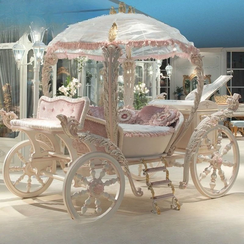 European princess bed, retro old craft solid wood hand carving art luxury French bed
