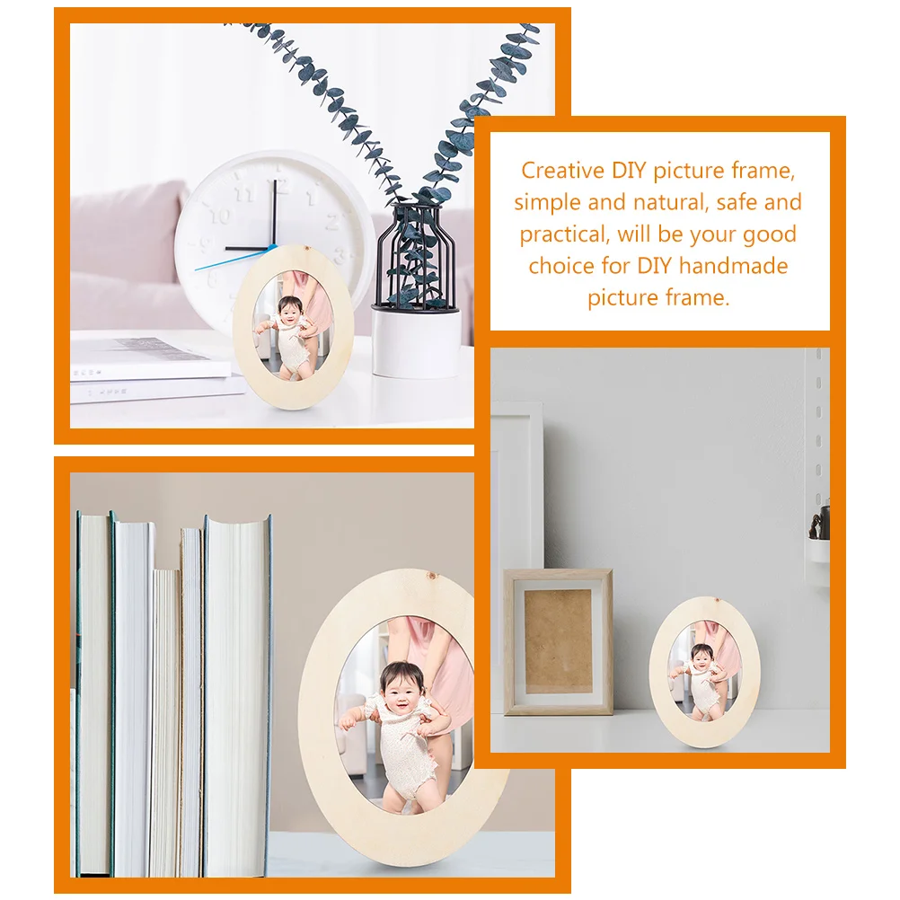 

2pcs Unfinished Wooden Picture Diy Painting Frames Wooden Crafts Frames Wood Photo For Handmade Decoration Natural Wood Frame