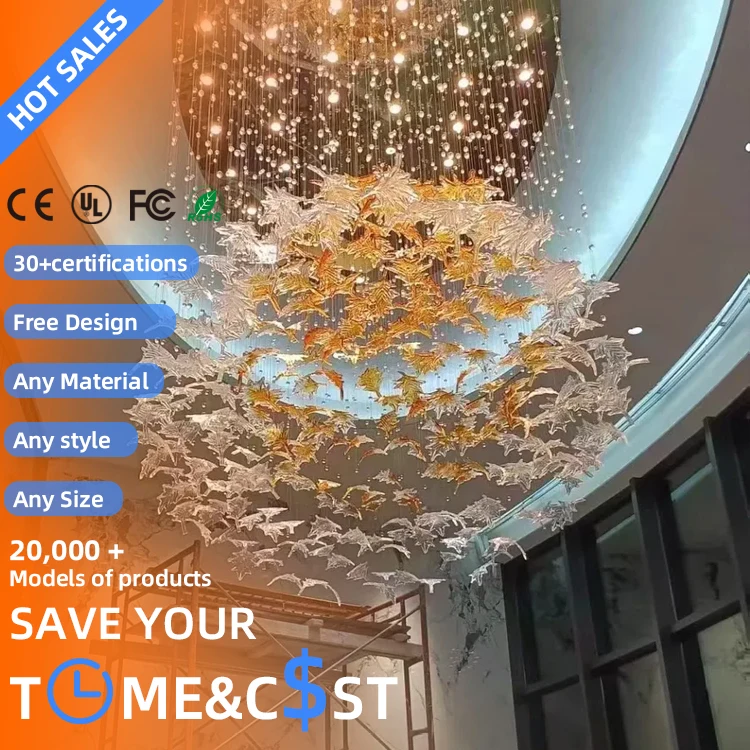 Modern Luxury Oval Art Glass  Large Contemporary Crystal Design  Waterdrop Hotel Remote Project Installation