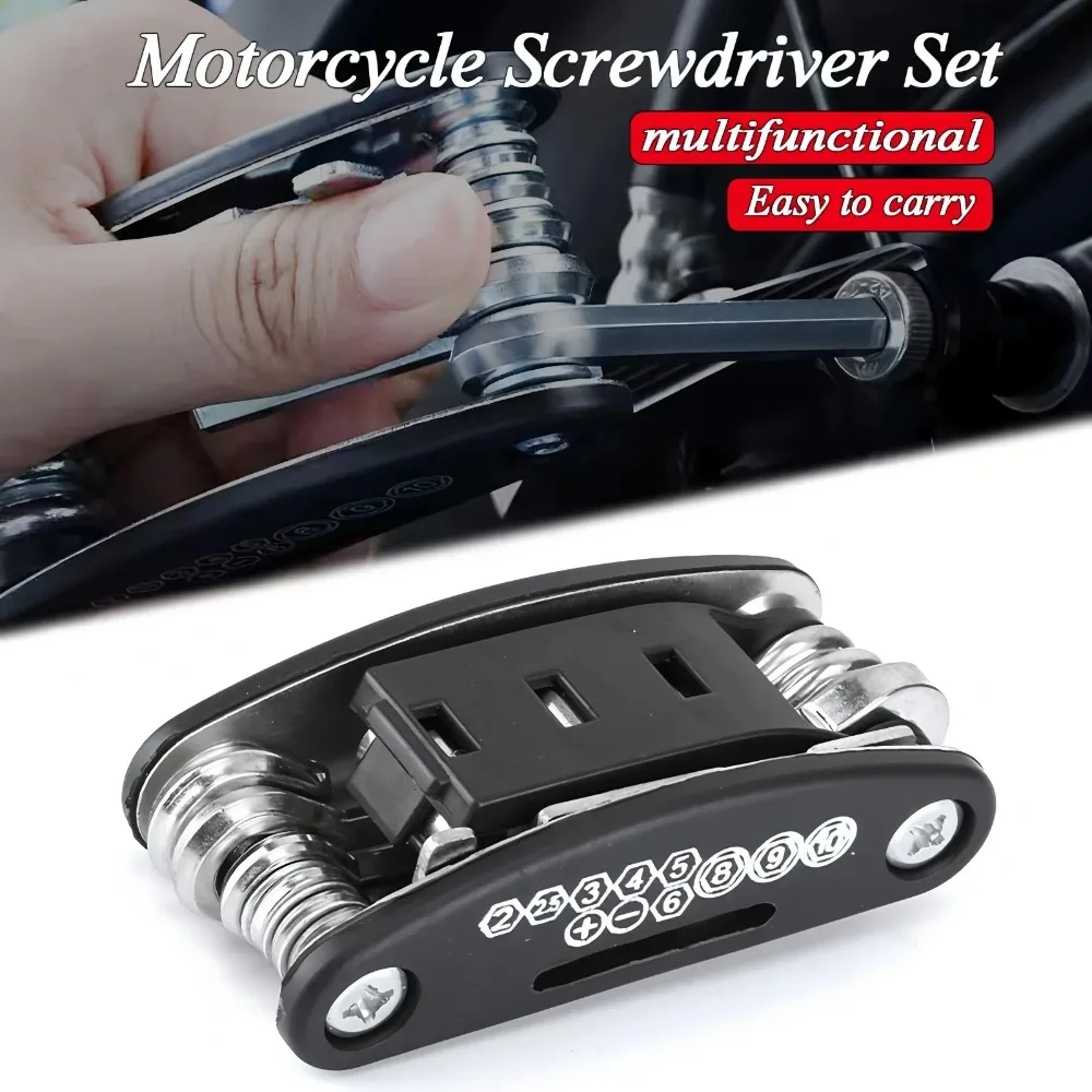 

Stainless Steel Wrench Set Non-Slip Rotating Head Bicycle Repair Tool Foldable Hexagonal Folding Screwdriver Bicycle