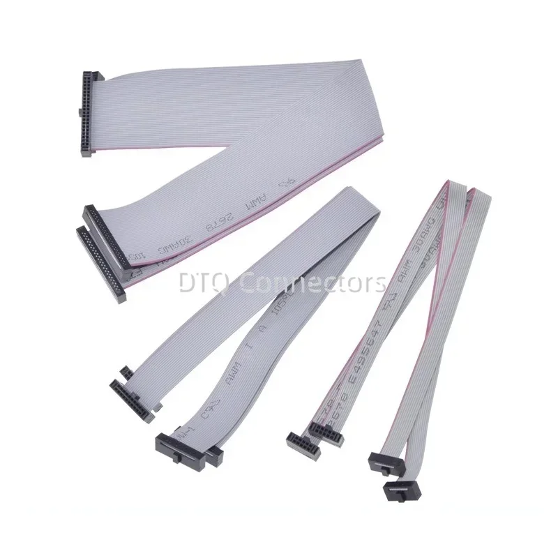 1PCS 1.27mm Pitch FC Flat Ribbon Cable Gray IDC Double Ends Same Direction 6-50Pin JTAG ISP Cable