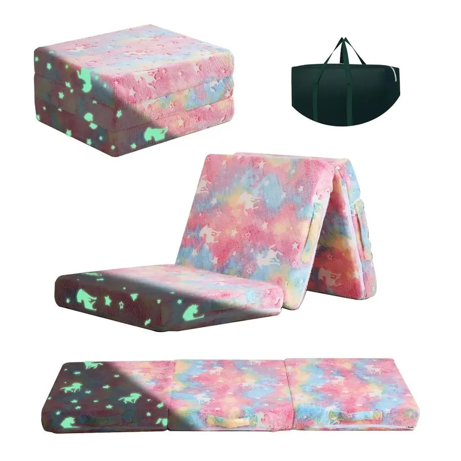 Colchón de suelo para niños, colchoneta plegable para la siesta en el suelo para niños pequeños, guardería para dormir, colchón de espuma triple, futón triple para niños S