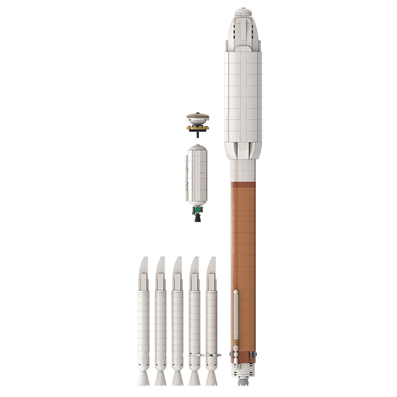 MOC Delta IV ciężki Saturn V skala zestaw klocków rakietowych Mars eksploracja pojazdu Aerospace Model satelitarny zabawka dla dzieci