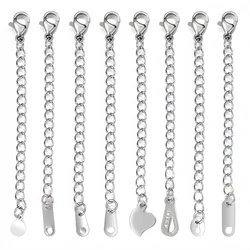 5/10pcs Stainless Steel Extension Chains Extended Tail Chains Lobster Clasps Connectors for DIY Jewelry Making Findings Bracelet
