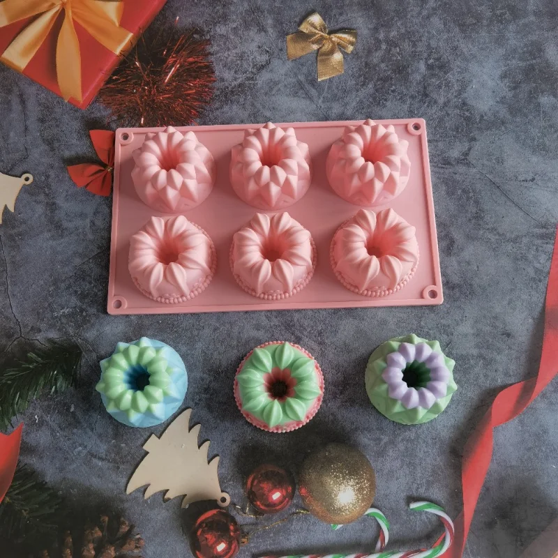 Porous Crown Silicone Cake Baking Mold Multi Style Flower Doughnut Biscuit Jelly Ice Mould Gemstone Soap Candle Making Set Gifts