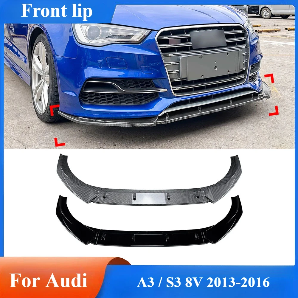 Car Front Bumper Splitter Lip Diffuser Body Kit Spoiler Guard Chin Spoiler Pre-facelift Trim For AUDI A3 / S3 8V 2013-2016