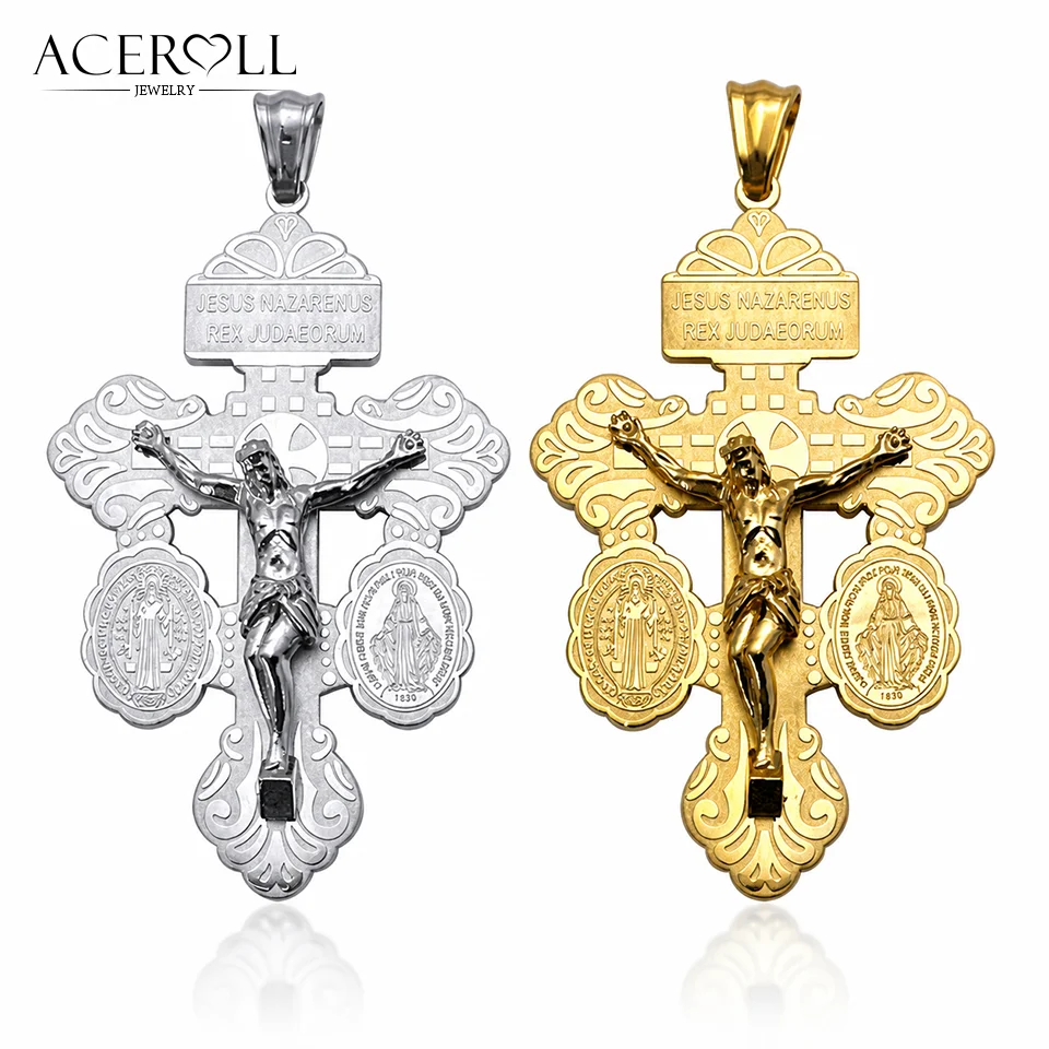 ACEROLL Stainless Steel Pendant of Pardon Crucifix, Holy Cross of Forgiveness for Catholic