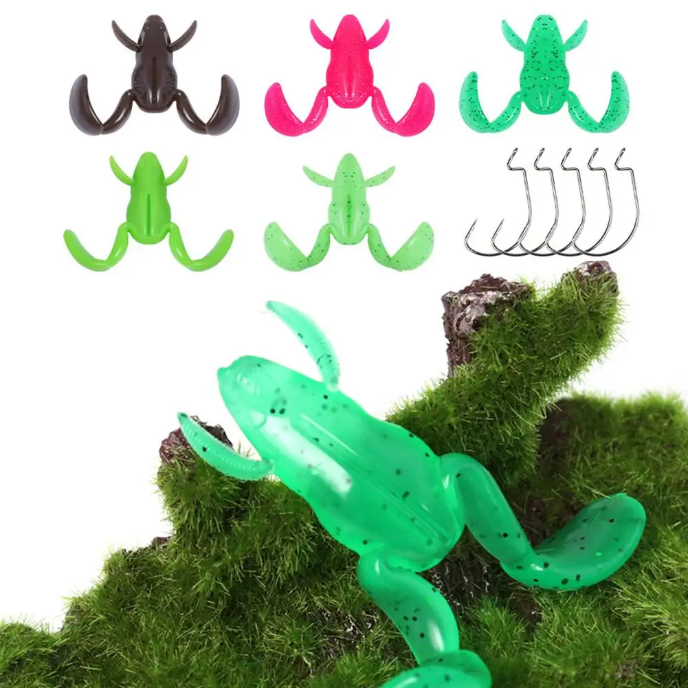 Outdoor Luya Fishing Pedal Frog Kick Frog Soft Bait Thunder Blackfish Crank Artificial Frog Bait Bass Fishing TPE Hook Tack X5P4