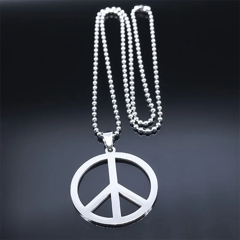 Peace Symbol Stainless Steel Chain Necklaces for Women Unisex