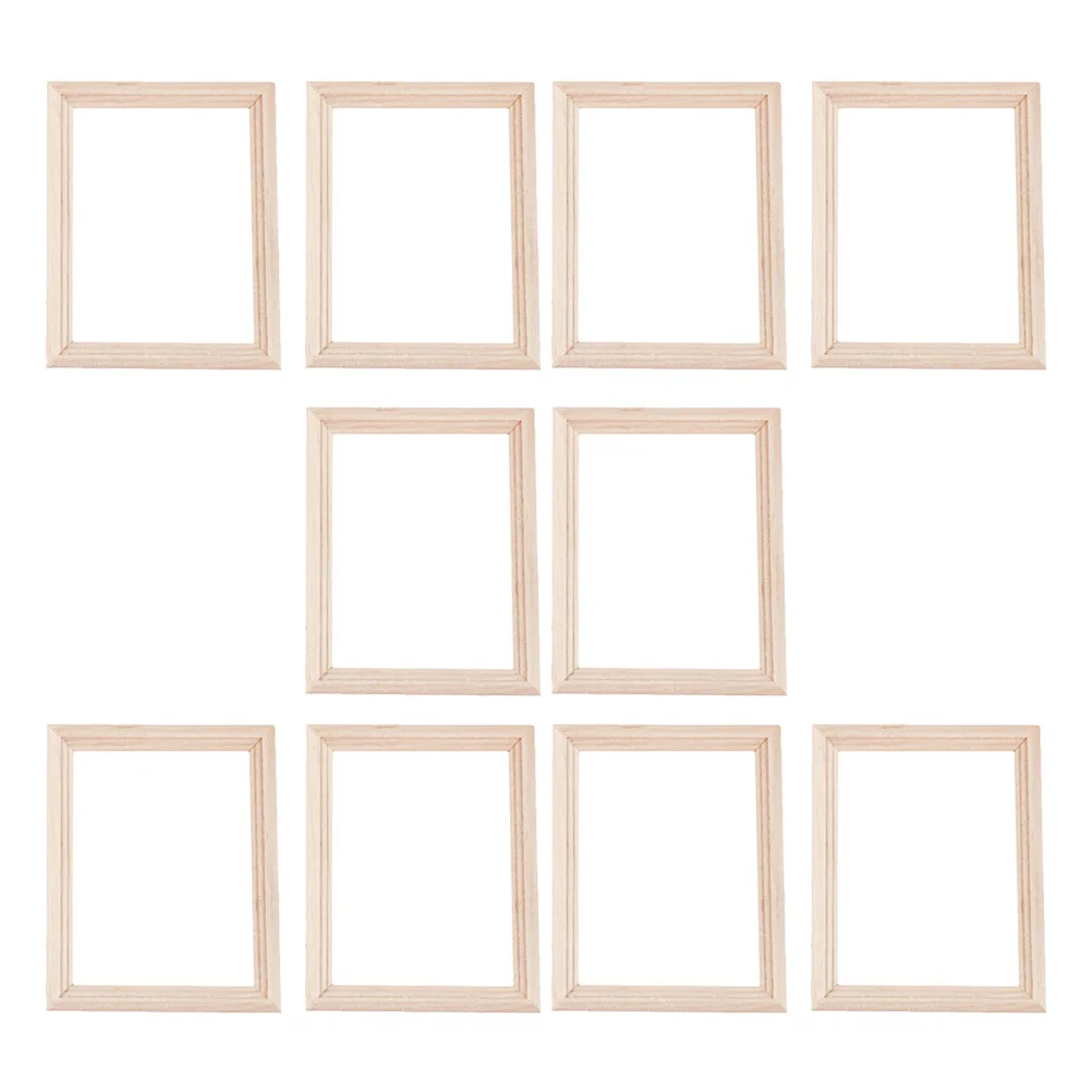 

10 Pcs The House Mini Photo Frame Model Decors Micro World Wooden Props Decorative