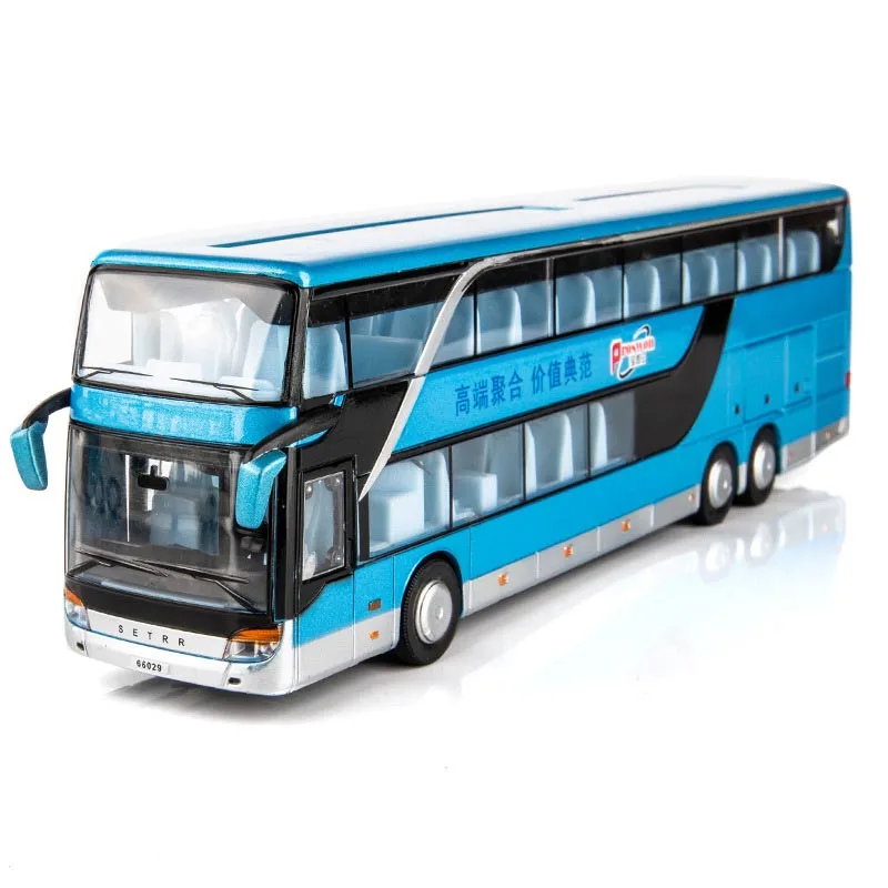 Children\'s Bus 1:32 Alloy Bus Toy Double Decker Bus Model Simulation Children\'s Car Sightseeing Bus Toy Car Gift