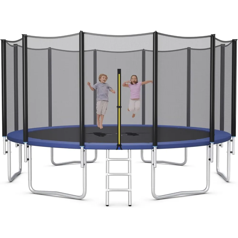 

16Ft Trampoline with Net, Thickness Steel Pipes Wear-Resistant All Weather Outdoor Large Recreational Trampoline with Ladder