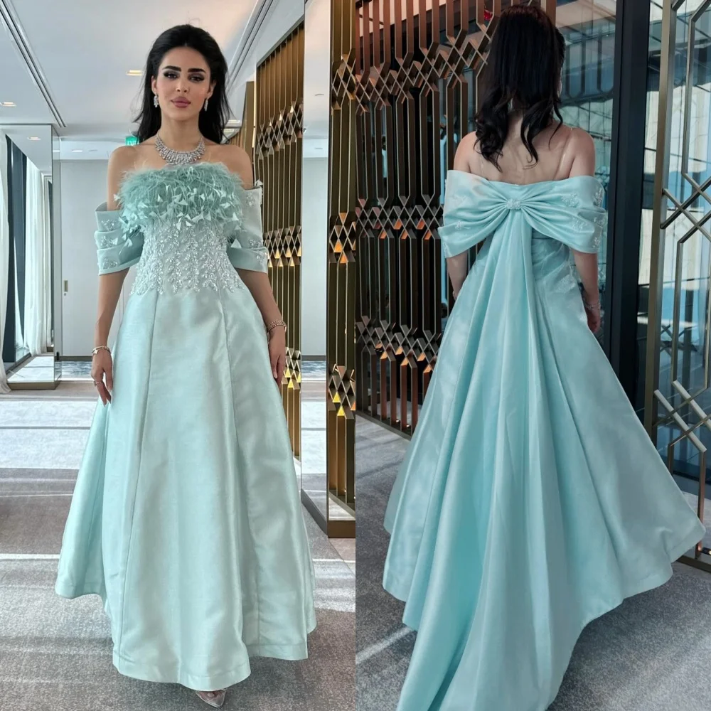 Robe de Quinceanera à pampilles en satin avec nœud en biscuits, robe trapèze à épaules dénudées, robes longues sur mesure pour les occasions