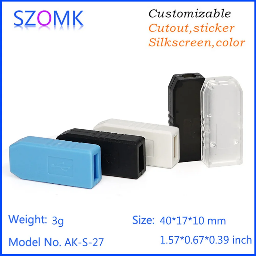 10Pcs 40*17*10mm usb stick plastic housing for electronics products szomk hot sales usb plastic shell box usb enclosure box