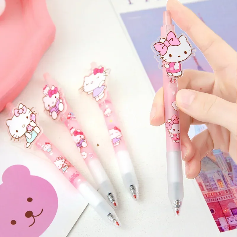 Imagem -05 - Sanrio Olá Kitty Cartoon Gel Pen Kuromi Cinnamoroll Estudantes Papelaria Escola Negra Redação Supply 0.5 0.38 48 Pcs