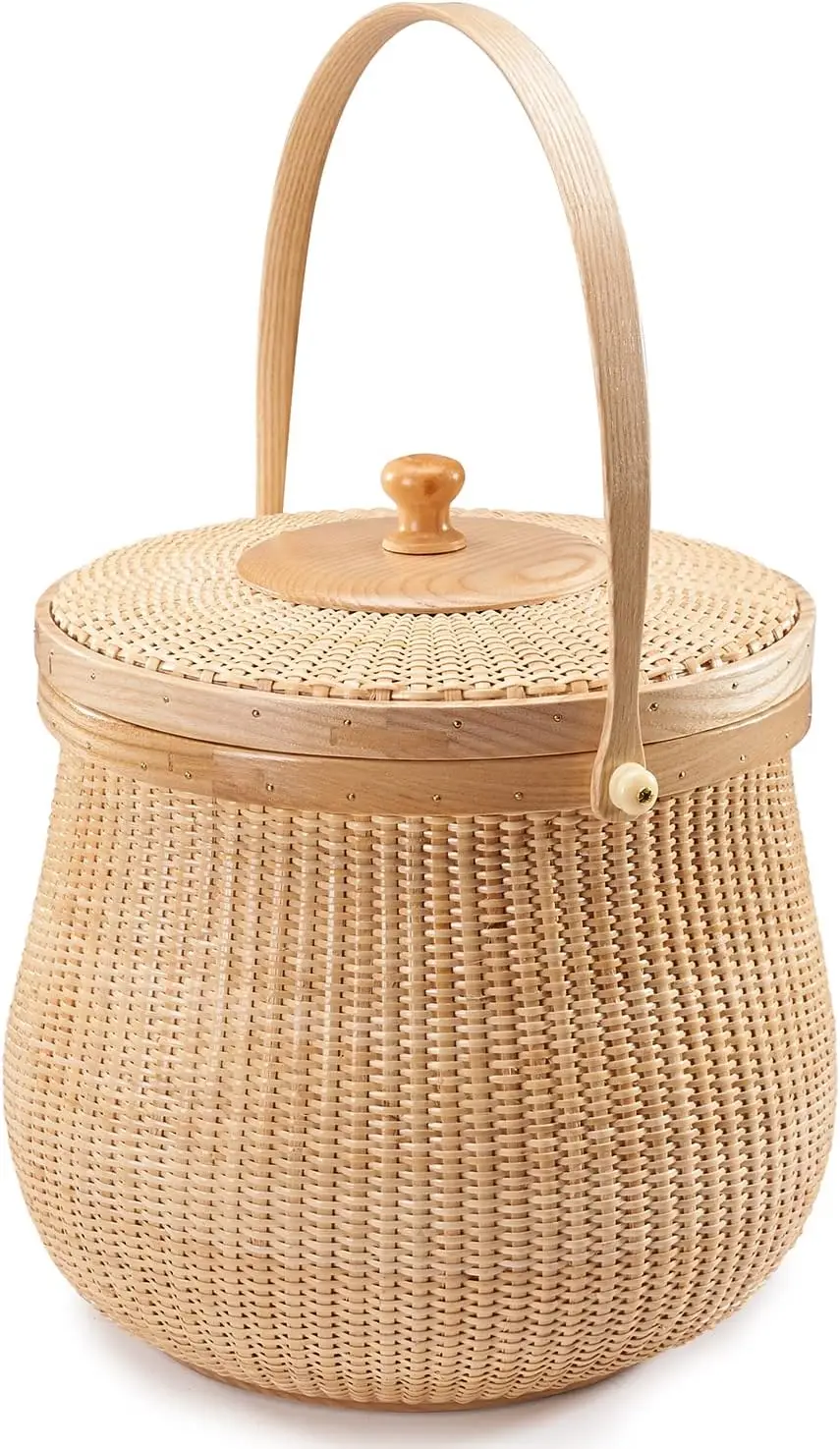 Cane staves finely-woven home-storage-baskets-and-containers with Lid and Handle Handmade Arts, Crafts & Sewing