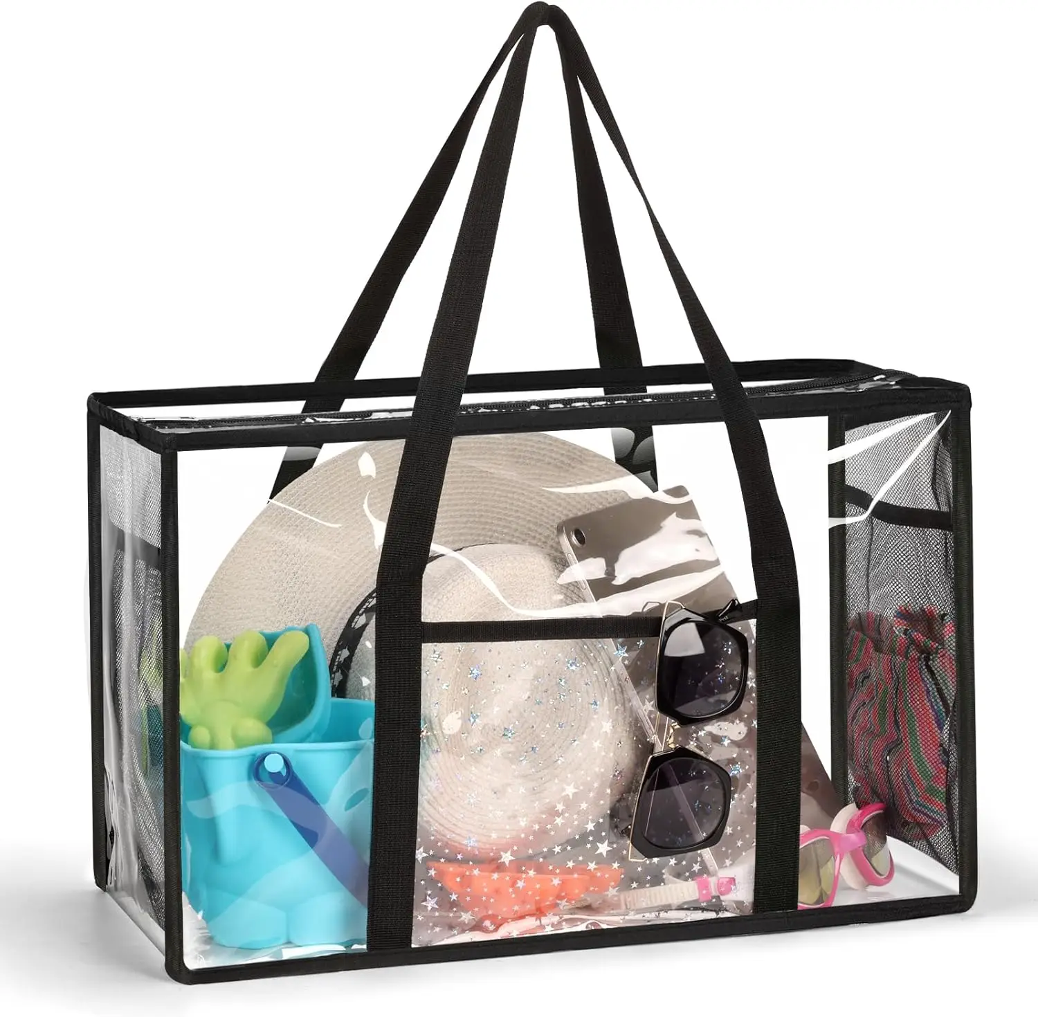 

Clear Beach Tote Bag - Waterproof PVC Stadium Approved - Extra Large Transparent Bag for Pool, Concert