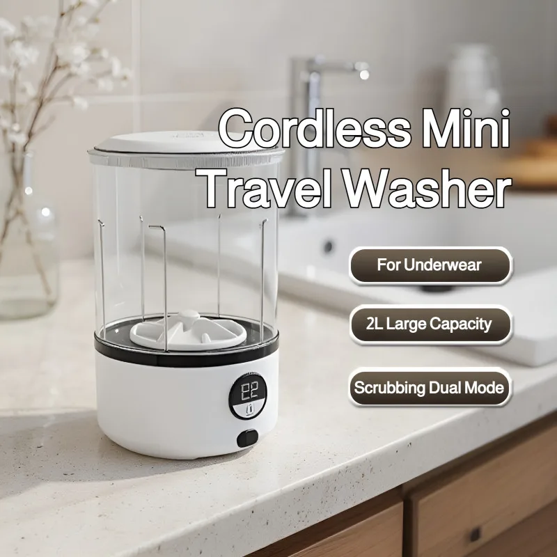 Portable Mini Underwear Washing Machine with Wireless Charging and A Digital Display for Travel, Camping, RVs, Family Use