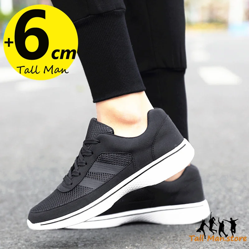Men Sneakers Elevator Shoes Height Increase Insoles 6CM Man Tall Plus Size 37-44