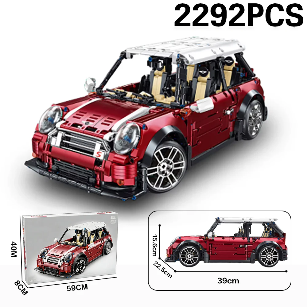 

DIY Red Supercar Building Blocks Gift 1:10 Scale 2292 PCS Mini Classic Car Model MOC Static Technical Car Bricks Decor Kids Boys