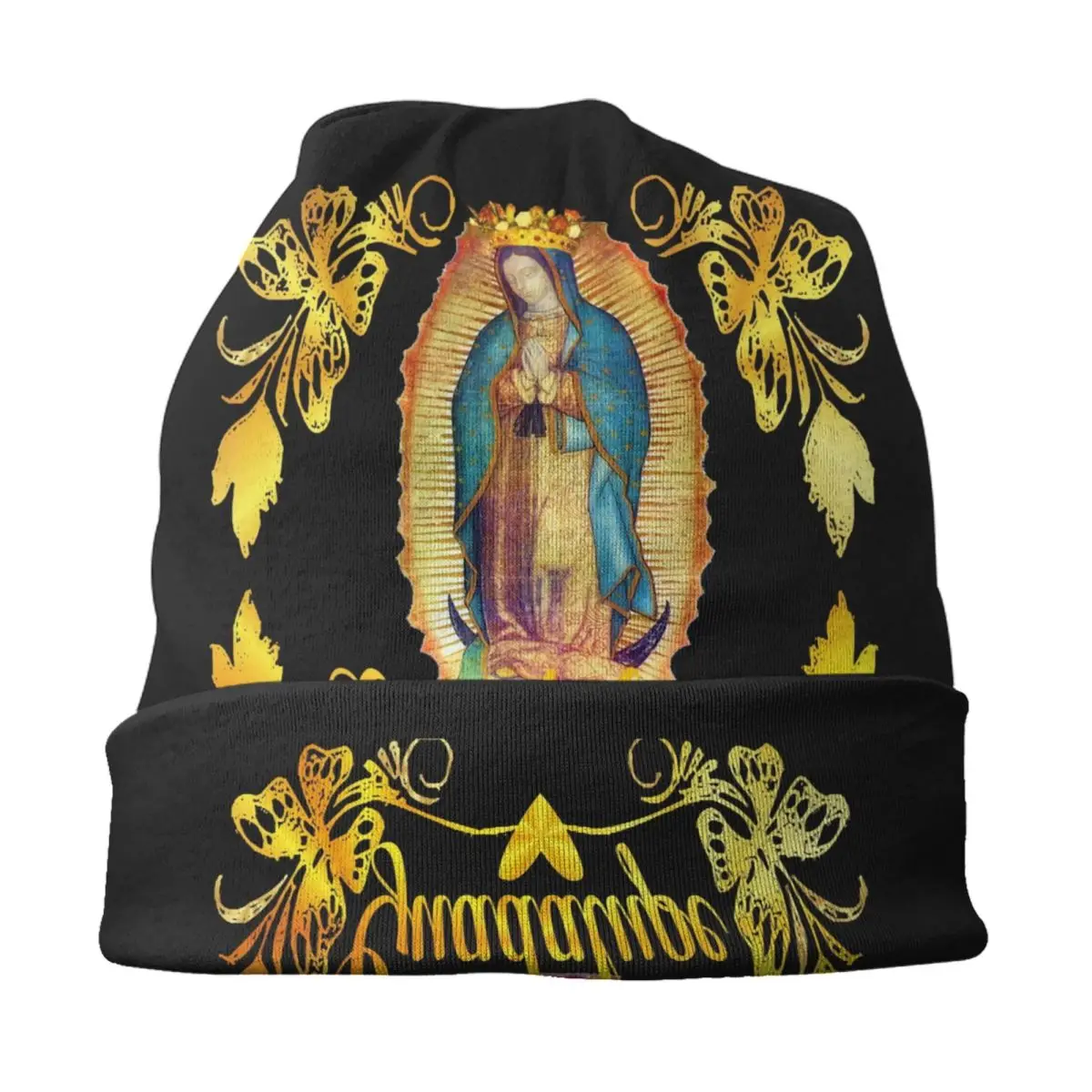 Our Lady Of Guadalupe Virgin Mary Bonnet Hat Knit Hats Cool Unisex Mexican Virgen Maria Winter Warm Skullies Beanies Caps