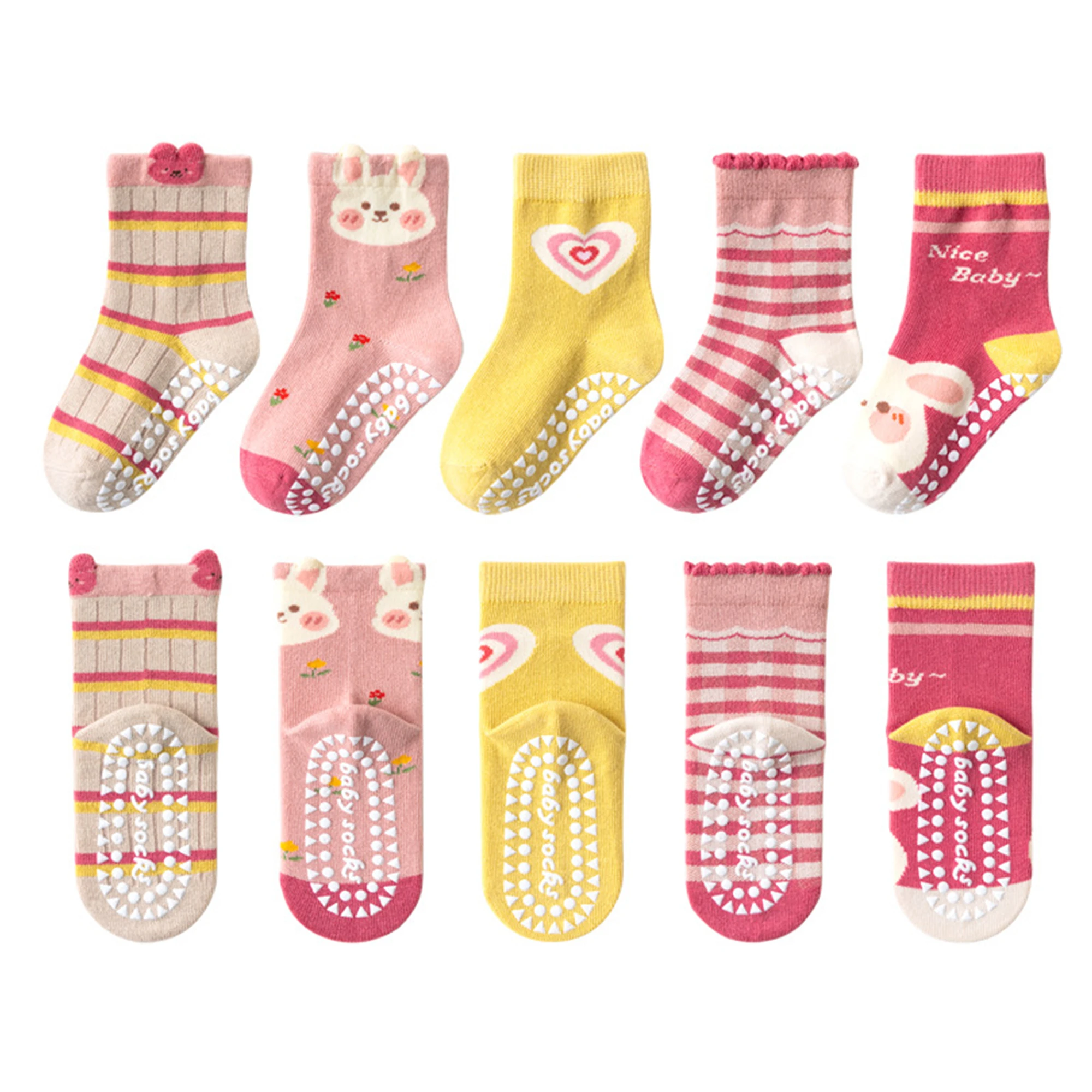 Pairs Children's Cotton Socks 1-12Ys Mid-tube Dispensing Floor Socks Playground Non-slip Socks Trampoline Socks Toddler Socks