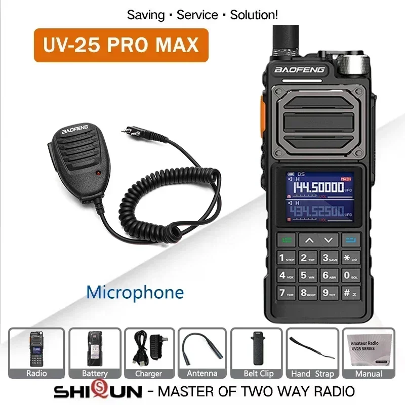 Новый! UV-25 Pro Max Тактическая рация высокой мощности 50 км 136-520 МГц 999 канала Зарядное устройство USB C Двусторонняя радиосвязь с шестью полосами BF-X5 Pro