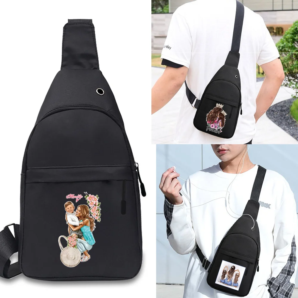 Unisex Mini Chest Pack Short Travel Messenger Sling Bag Man Shoulder Chest Bag Mom Pattern Printing Crossbody Bags Waist Bag