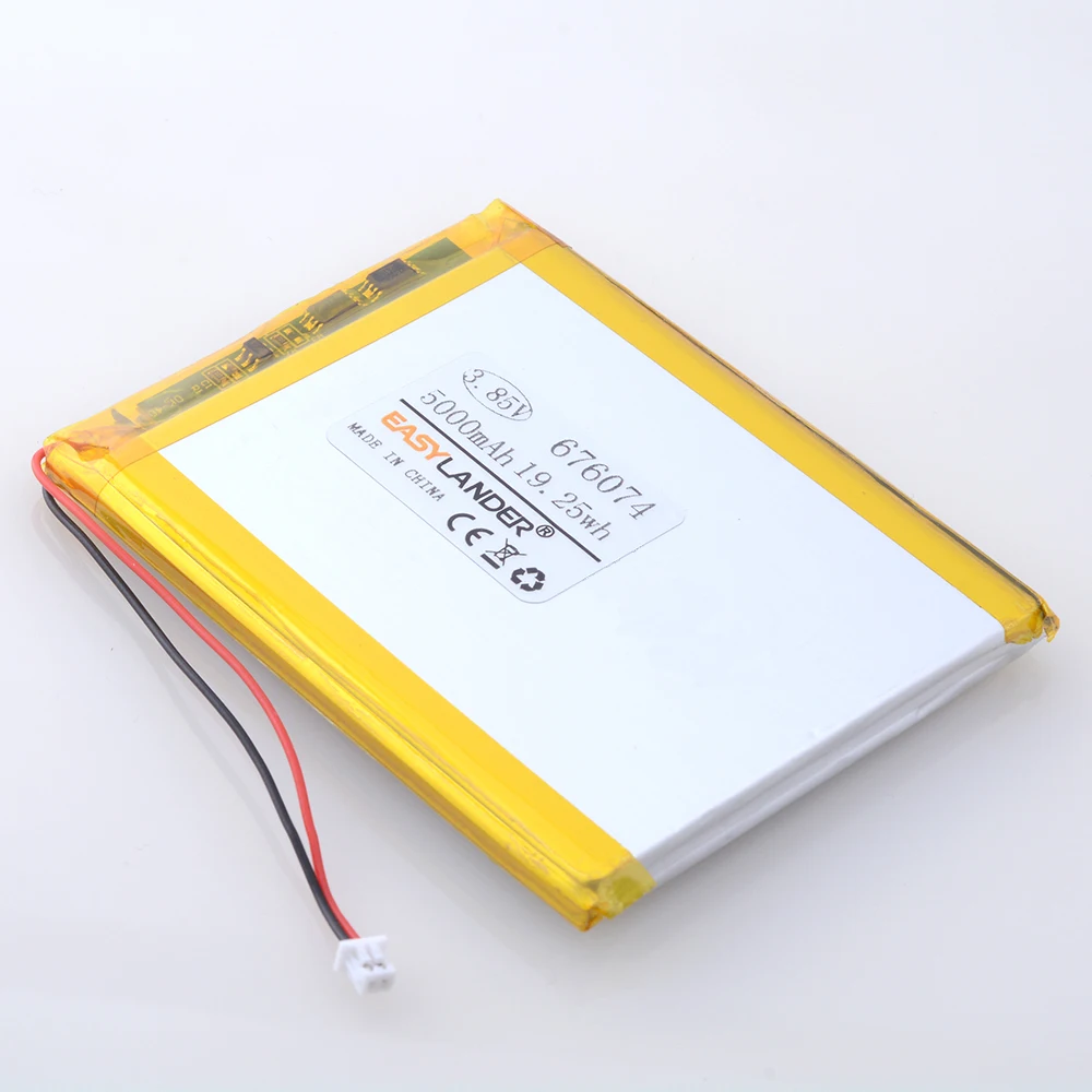 JST1.25 2P 3.85V 5000mAh 676074   Batería recargable de polímero de litio Li 656075