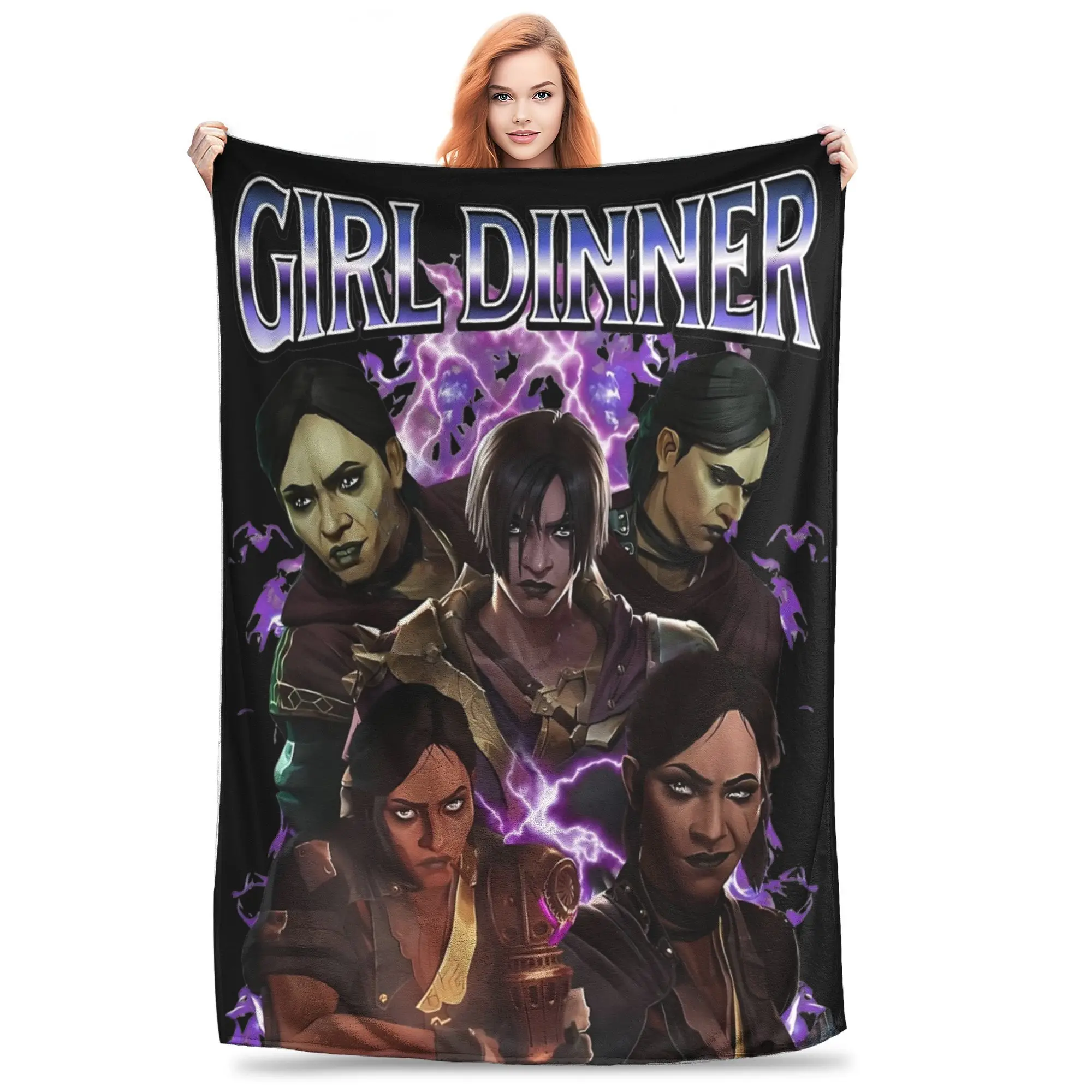 

Sevika Arcane Movie Jinx Blankets Flannel Spring Autumn Breathable Super Soft Throw Blankets for Home Couch Bedding Throws