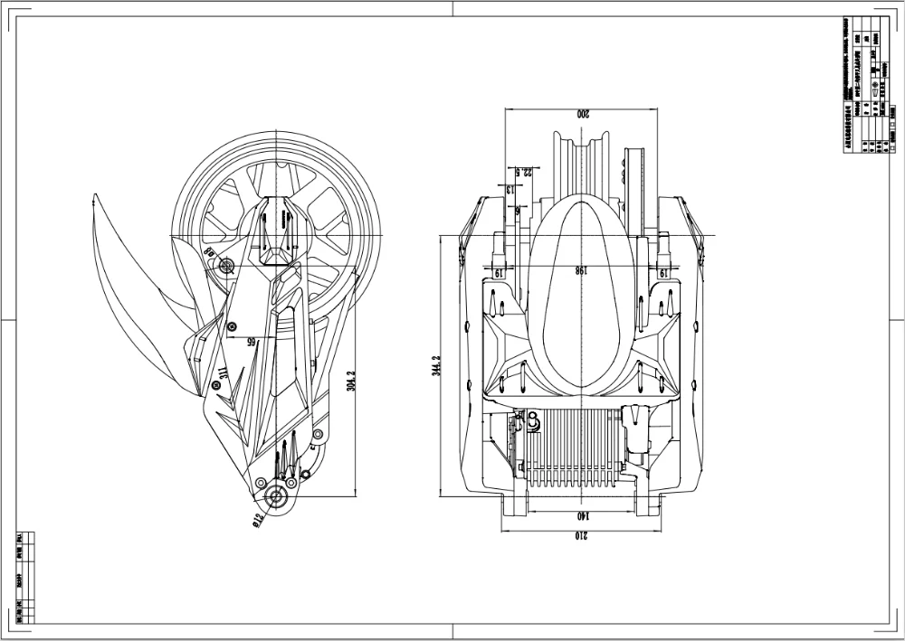 QS 1000W 72V 55KPH Mid Drive Motor Assembly Kits with 10inch Rim for Electric Scooter