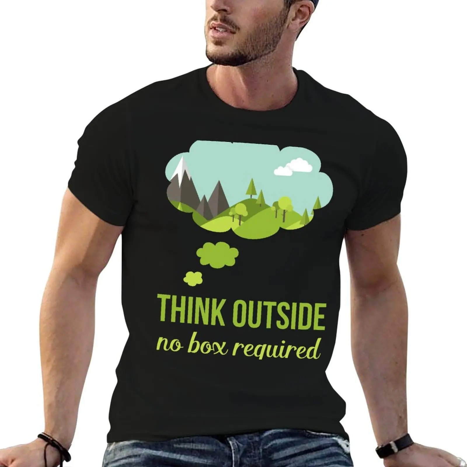 

Think Outside No Box Required Walking Hiking T Shirt T-Shirt cotton t shirt pack t shirt for man T-Shirt