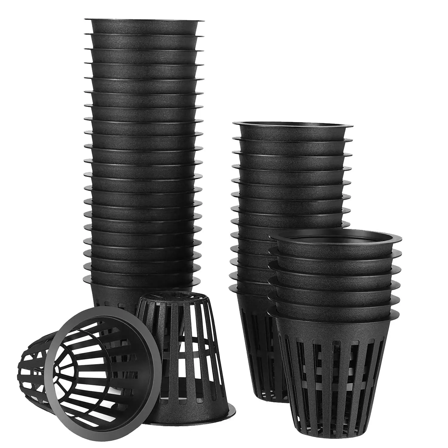 Copos líquidos para hidroponia, malha entalhada, filtro de lábios largos, vaso de plantas, cesta de balde, 2 in, 60 Pack