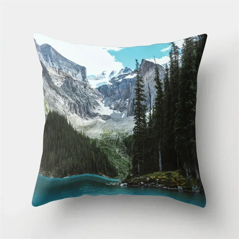 Green Natural Tropical Leaves Pillowcase Forest Fog Complete Set Living Room Sofa Office Seat Car Cushion Cover Home Decoration