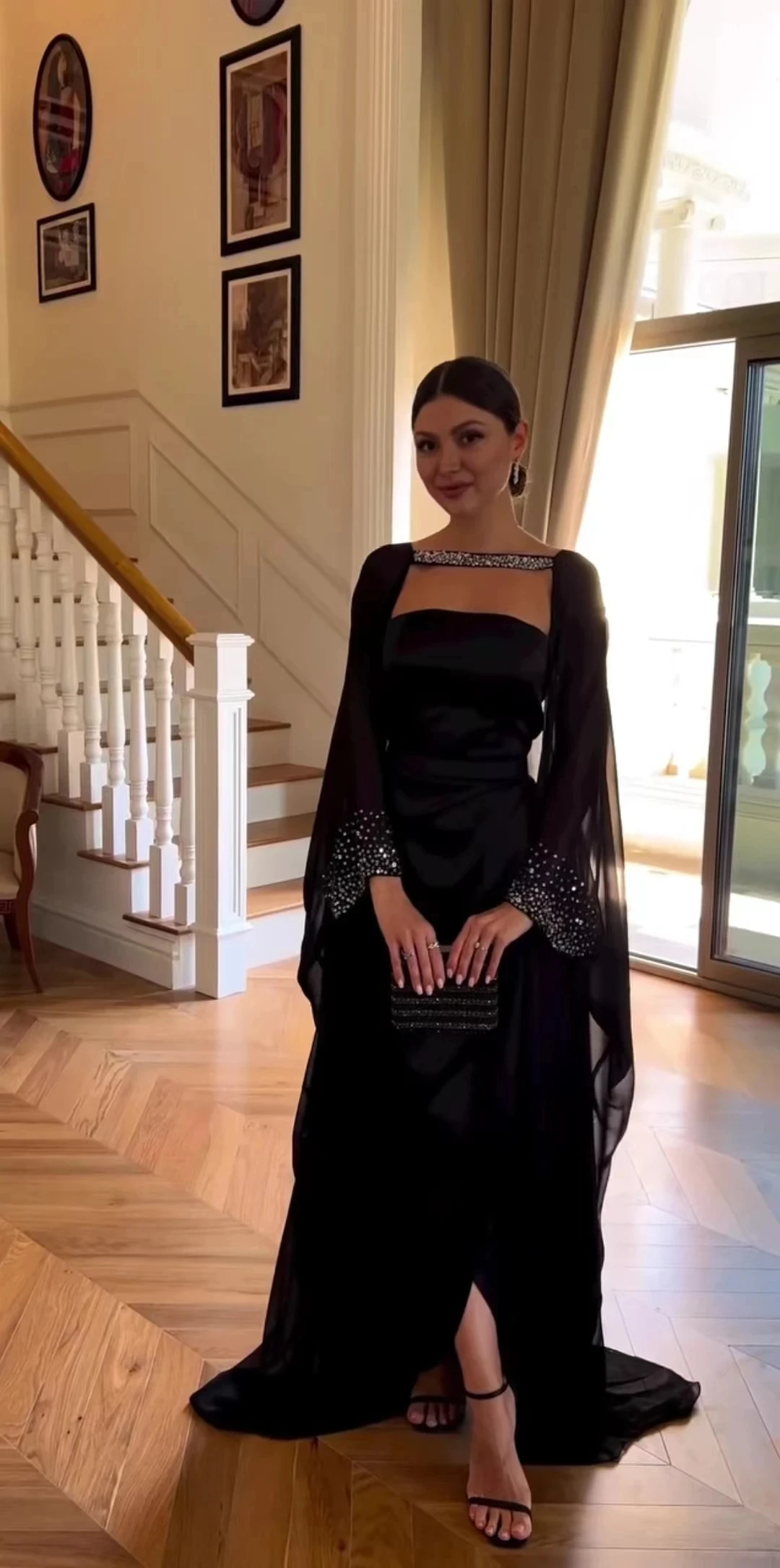 Elegant Black Evening Dresses With Shawl Strapless customized Mermaid Prom Gowns Cocktail Dress Floor-Length فساتين مناسبة رسمية