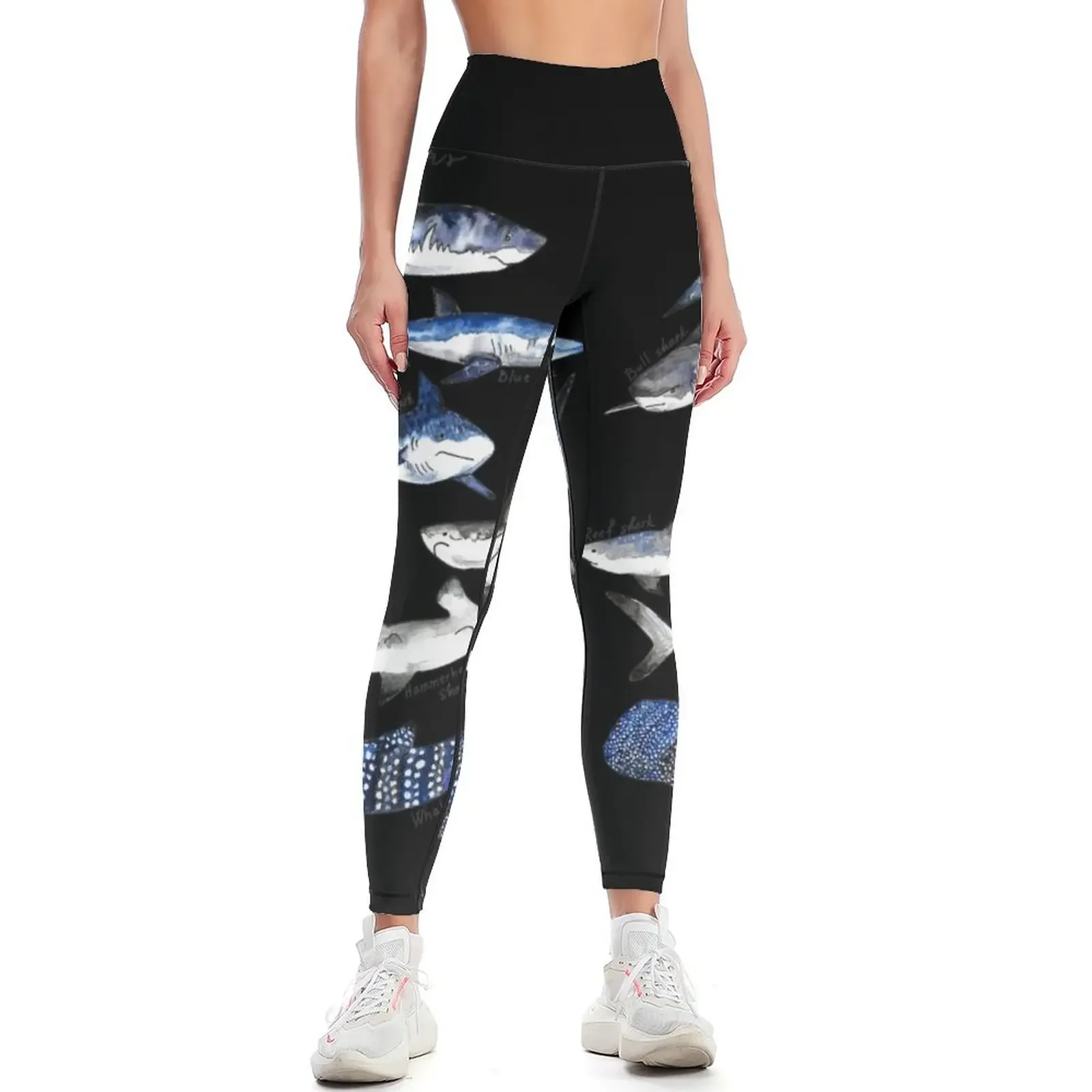 

Sharks Watercolor Chart Leggings Golf wear Legging sport sporty woman gym Sportswear woman gym Womens Leggings