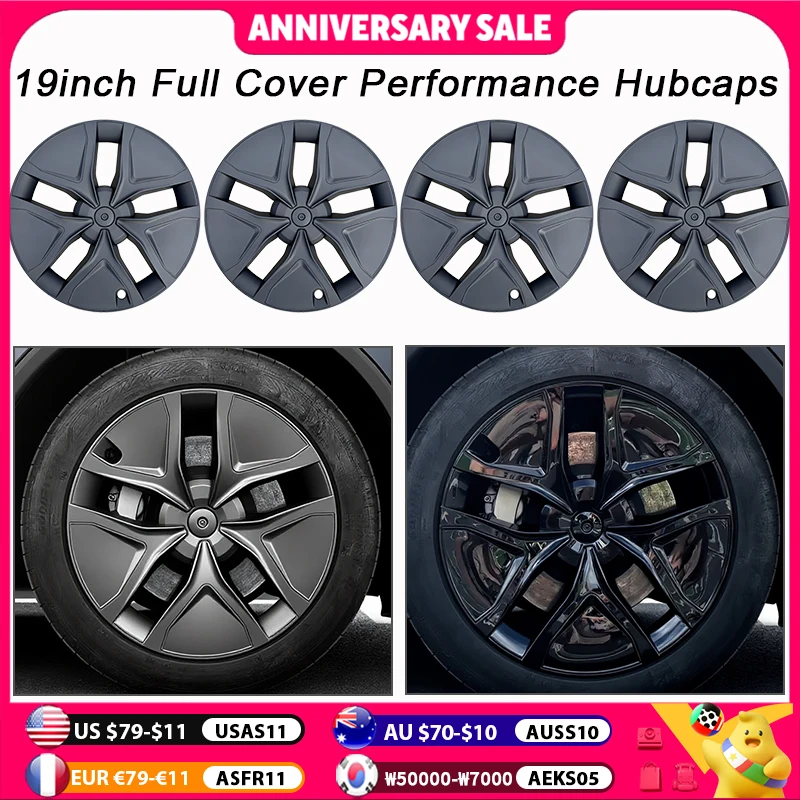 

4 шт. крышка ступицы автомобиля для Tesla Model Y 19-дюймовая производительная крышка колеса 2025 Juniper Запчасти для колес Полный обод Аксессуары Крышка колеса