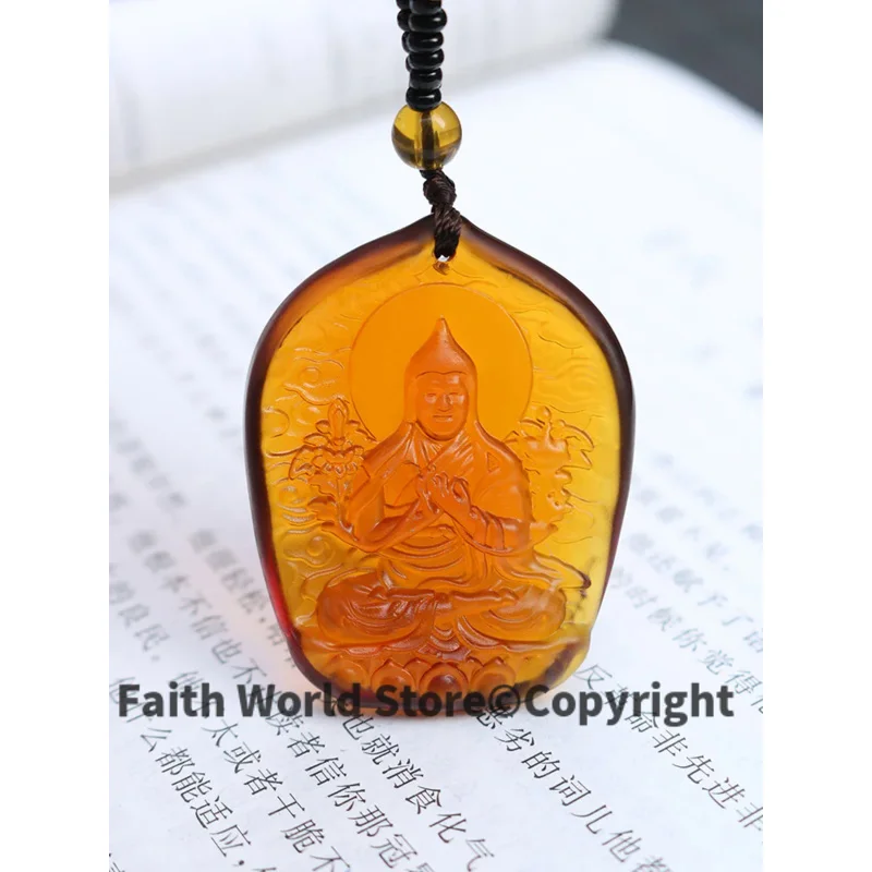 

2025 Buddhism pocket travel efficacious Mascot Bless Safe GOOD luck tsongkhapa Buddha Crystal Pendant Buddhist Amulet