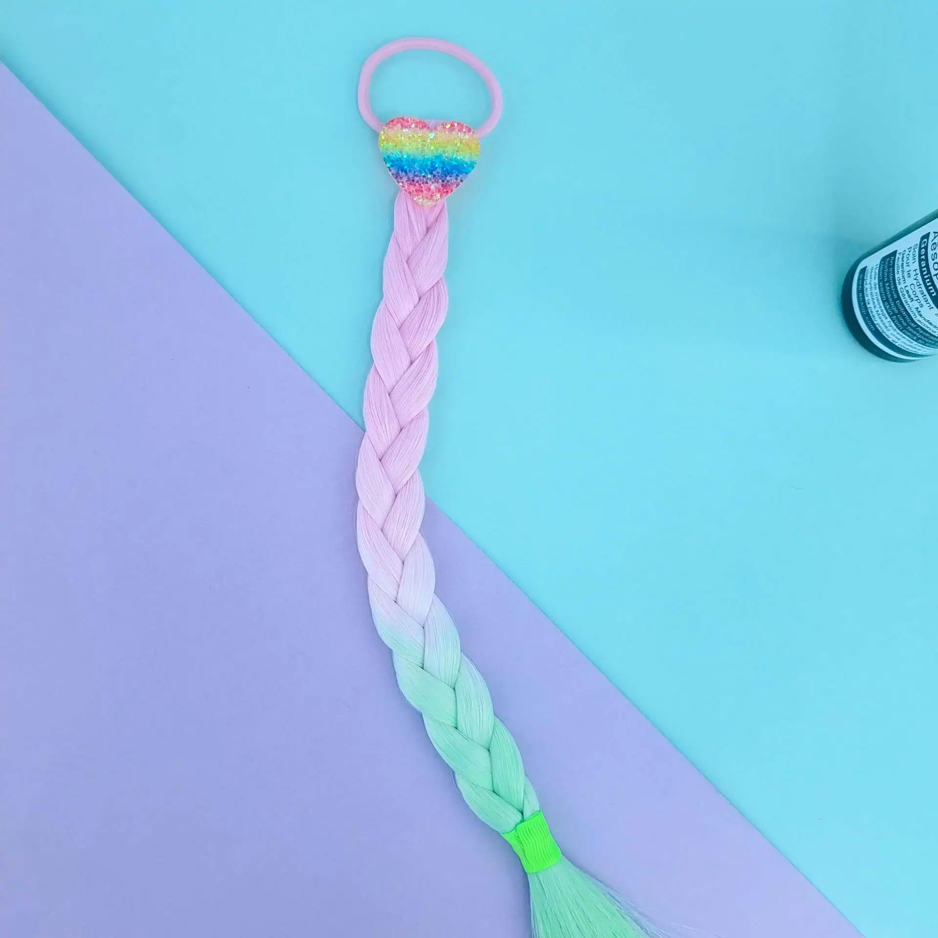 جديد شعر مستعار العجين المقلي التقلبات جديلة شعر الأطفال مزين بألوان قوس قزح البصل الأخضر الجلد الخوخ القلب الأطفال حلقة الشعر الكورية pr #4