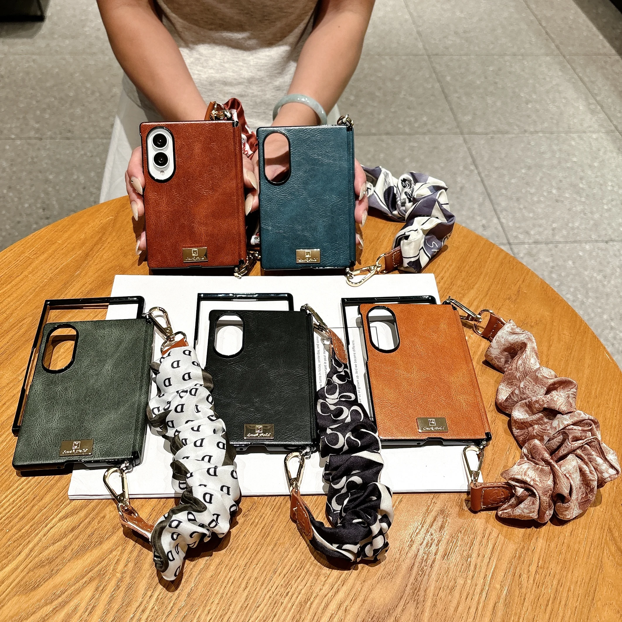 Luxury Fashion Vintage Oil Wax Leather Case for Samsung Z Fold 8 Wide Hinge Protection Shockproof with Wrist Strap Slim Cover view 6