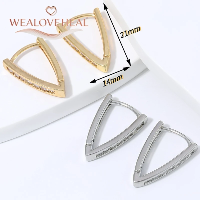 Damen-Ohrringe aus 18K vergoldetem Messing mit CZ-Stein, V-förmige Huggie-Ohrringe, geometrisch, minimalistisch, für den täglichen Gebrauch, Valentinstagsgeschenk, Schmuck. – Detail 17