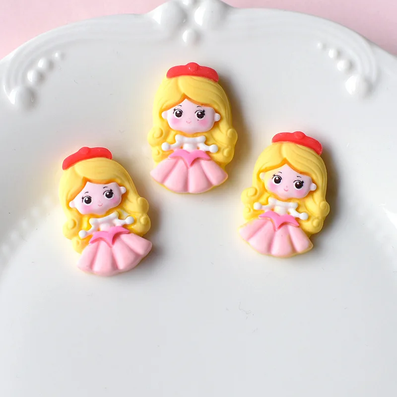 10pcs/lot Disney Princess Cartoon 3D Resin for DIY Hairbows Accessories Phone Shell Shoe Craft Handmade Decoration