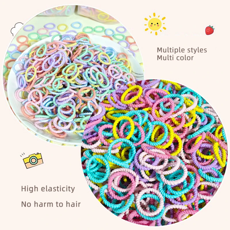 [200 PCS] Baby Girl Rubber Bands High Elastic Thread Toddler Seamless Scrunchies Hair Rope Sweet Cute Ponytail Ties Holder