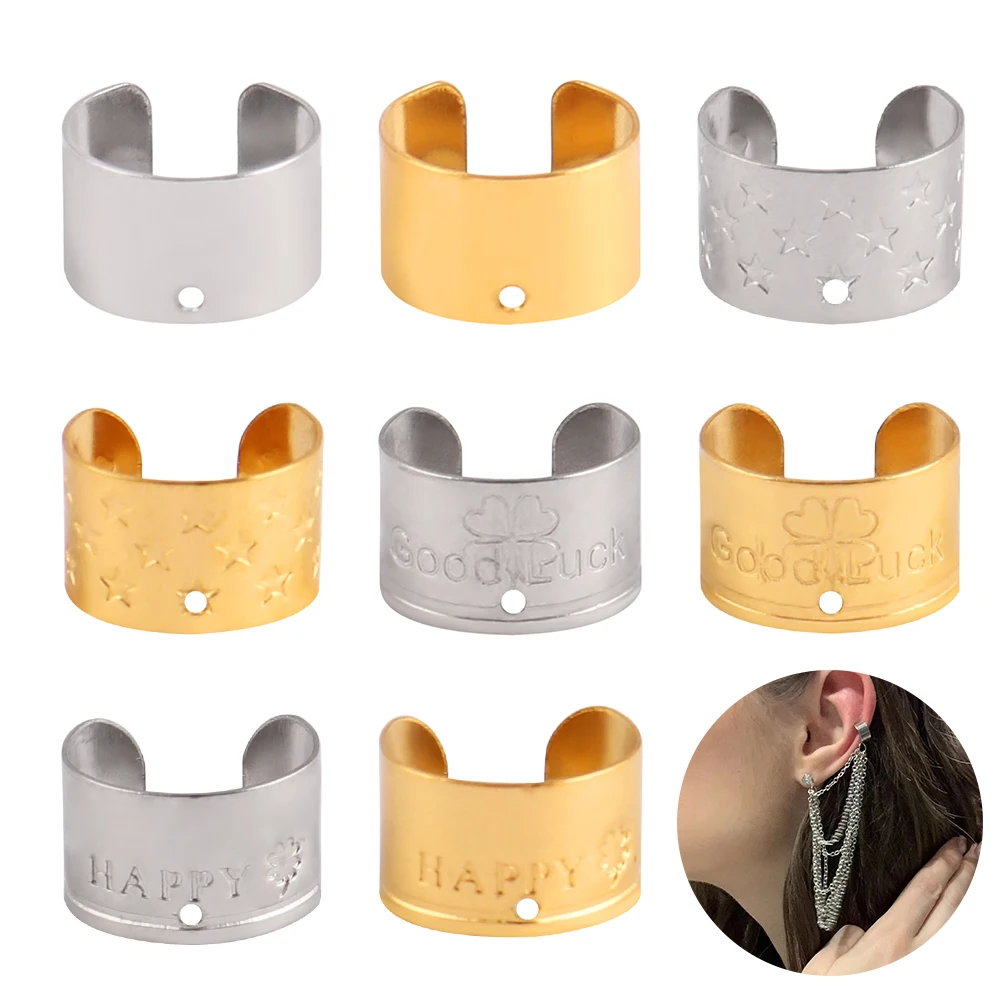 10 pièces,Boucles d'oreilles à Clips en acier inoxydable,sans piercing, connecteurs pour la fabrication de bijoux, faux crochet