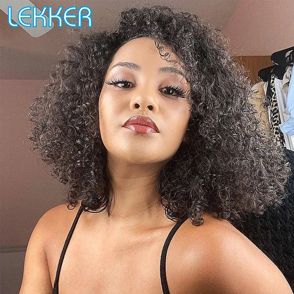 Lekker Wear to go Short Afro Kinky Curly Bob Human Hair Wig For Women Brazilian Remy Hair Full Machine Made Colored 250 Bob Wigs