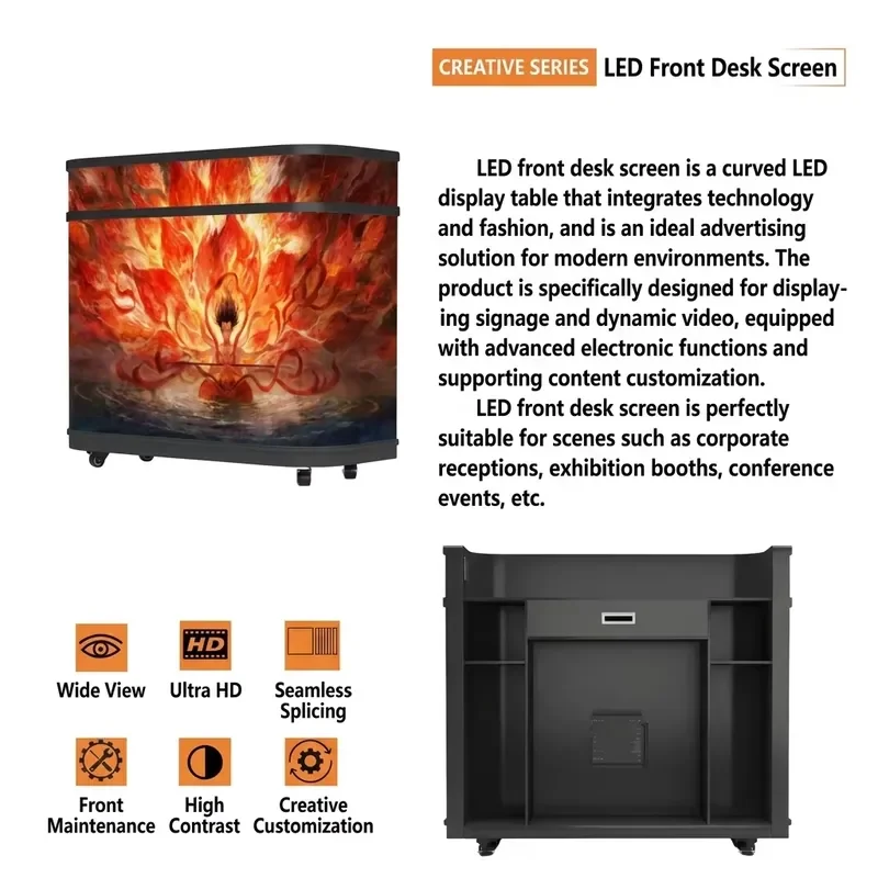 Factory Price P1.9 Front Desk Led Video Wall Trade Show Portable Disco 3d Dj Booth Table Curved Led Screen Display on Wheels
